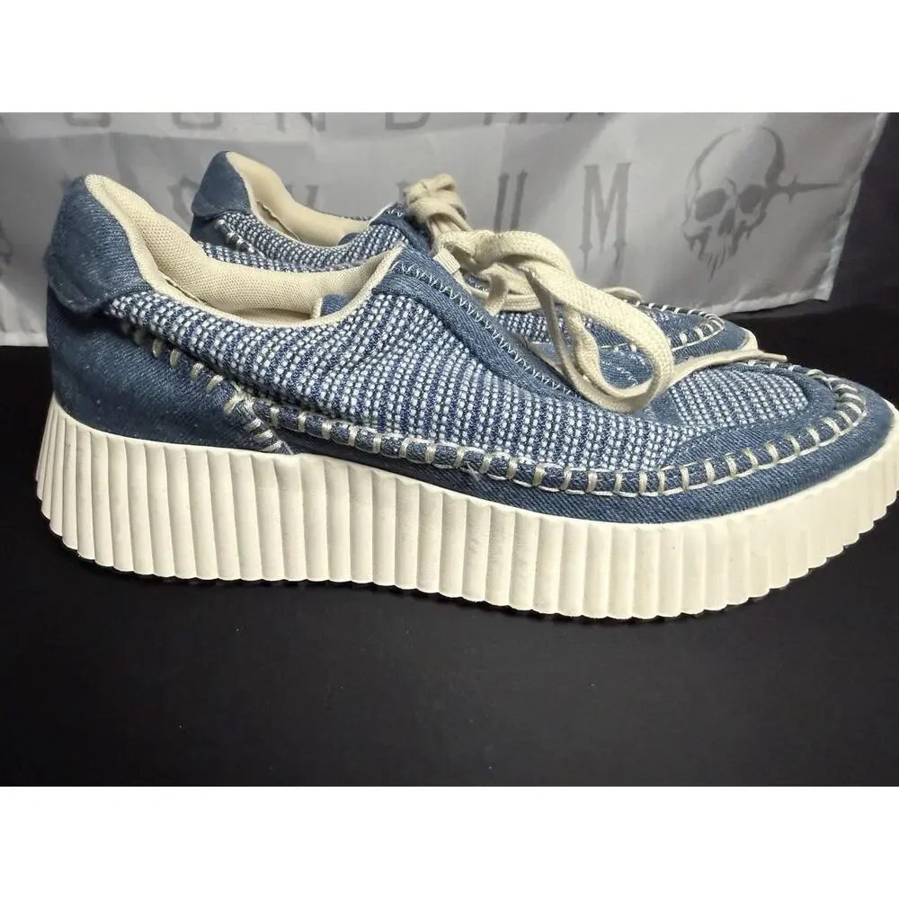 Dolce Vita Dolan Platform Sneakers Blue Denim Knit Colorway Women’s 11 MRSP $150
